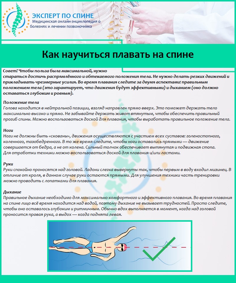 Как научиться плавать на спине