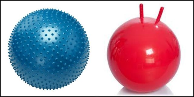 Фитбол с шипами и фитбол с ручками